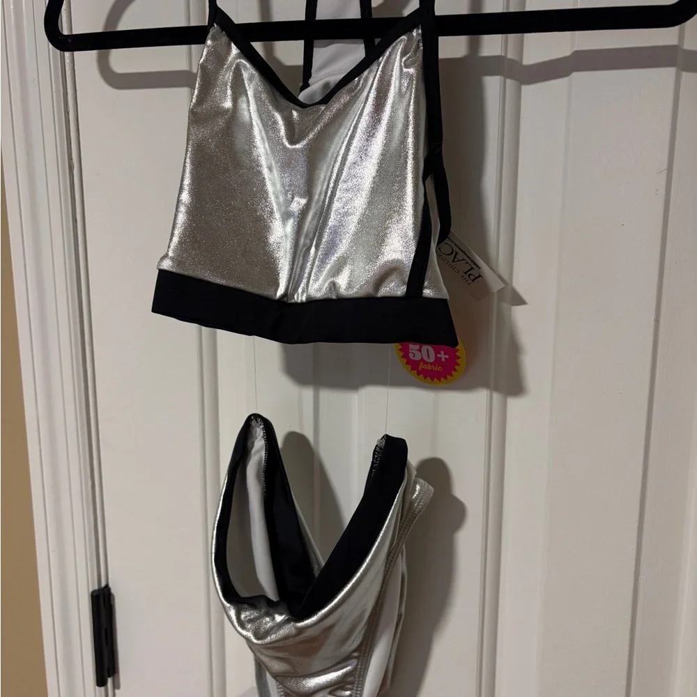 NWT Beautiful silver and black bikini